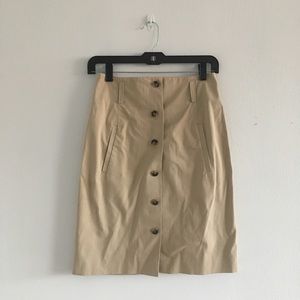 Theory button down khaki skirt